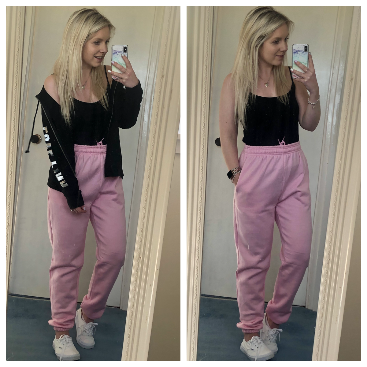 Outfits with best sale pink joggers